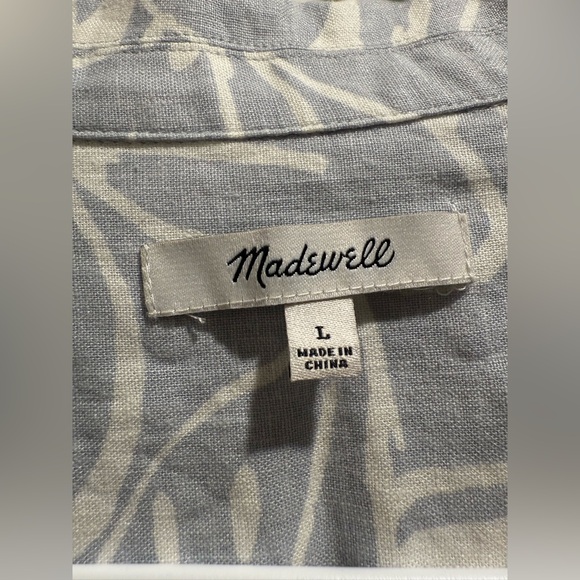 Madewell Linen-Blend Camp Shirt in Abstract Flora Size Large - Picture 6 of 7